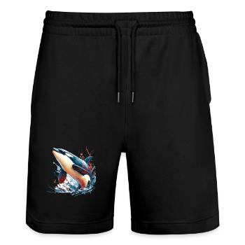 Orca Killer Whale - Stanley/Stella Trainer Unisex Organic Jogging Shorts - black - Front - Nik (191cm) & Marisol (170cm)