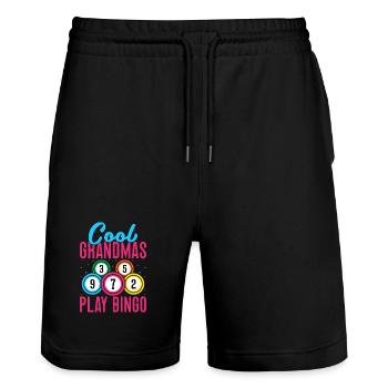 Jeu de bingo Cool grands-mères jouer au bingo - Short de jogging bio TRAINER Stanley/Stella unisexe - noir - Devant - Nik (191cm) & Marisol (170cm)