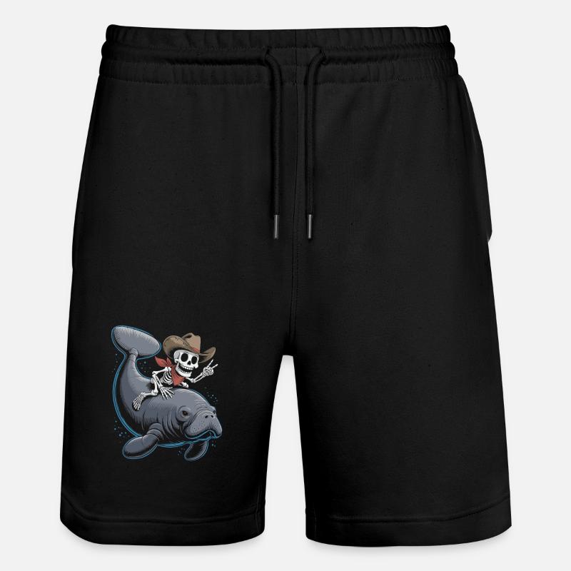 Squelette cow-boy chevauchant lamantin - Short de jogging bio TRAINER Stanley/Stella unisexe - noir