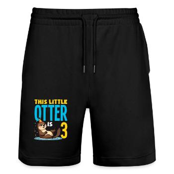This Otter is 3 - Cute Birthday Motif - Stanley/Stella Trainer Unisex Organic Jogging Shorts - black - Front - Nik (191cm) & Marisol (170cm)