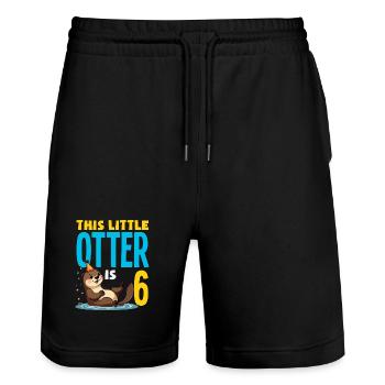 This Otter Is 6 - Cute Birthday Motif - Stanley/Stella Trainer Unisex Organic Jogging Shorts - black - Front - Nik (191cm) & Marisol (170cm)
