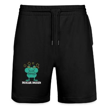 Funny Sayings Fun Outfits Irony Sarcasm - Stanley/Stella Trainer Unisex Organic Jogging Shorts - black - Front - Nik (191cm) & Marisol (170cm)