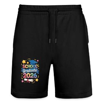 Diplômé de l’école 2026 Design - Short de jogging bio TRAINER Stanley/Stella unisexe - noir - Devant - Nik (191cm) & Marisol (170cm)