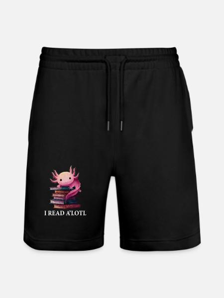 Axolotl Funny Book Reading Books - Stanley/Stella Trainer Unisex Organic Jogging Shorts - black
