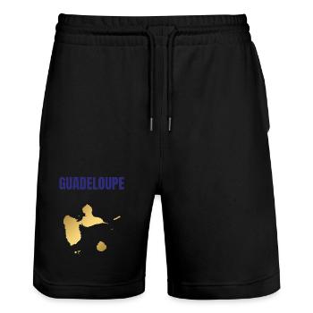 Guadeloupe Westindische Inseln T-Shirt mit goldener Karte - Stanley/Stella Unisex Bio Joggingshorts Trainer  - Schwarz - Vorne - Nik (191cm) & Marisol (170cm)