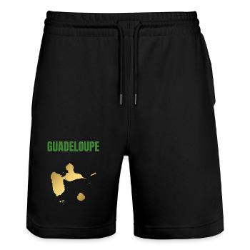 Guadeloupe Westindische Inseln T-Shirt mit goldener Karte - Stanley/Stella Unisex Bio Joggingshorts Trainer  - Schwarz - Vorne - Nik (191cm) & Marisol (170cm)