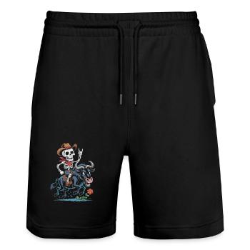 Skeleton Cowboy Rodeo on Wildebeest - Stanley/Stella Trainer Unisex Organic Jogging Shorts - black - Front - Nik (191cm) & Marisol (170cm)