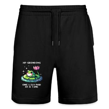 XP-Grind – Sheet by Sheet | Frog, Water Lily - Stanley/Stella Trainer Unisex Organic Jogging Shorts - black - Front - Nik (191cm) & Marisol (170cm)
