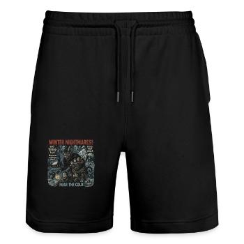 Winter Nightmares Krampus Filmplakat Halloween - Stanley/Stella Unisex Bio Joggingshorts Trainer  - Schwarz - Vorne - Nik (191cm) & Marisol (170cm)