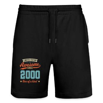 Awesome Since 2000 - Stanley/Stella Trainer Unisex Organic Jogging Shorts - black - Front - Nik (191cm) & Marisol (170cm)