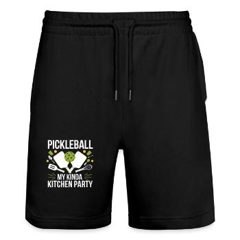 Pickleball My Kinda Kitchen Party - Stanley/Stella Trainer Unisex Organic Jogging Shorts - black - Front - Nik (191cm) & Marisol (170cm)