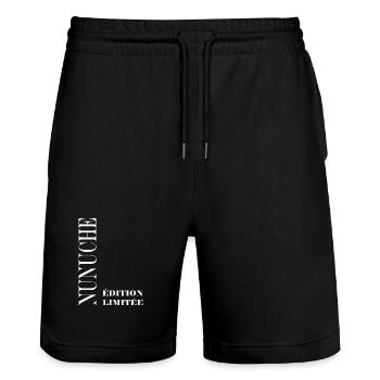  Edition Limitee Nunuche  - Short de jogging bio TRAINER Stanley/Stella unisexe - noir - Devant - Nik (191cm) & Marisol (170cm)