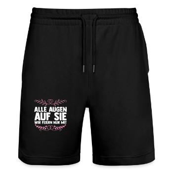 Bachelor Party Team Bride Hen Party - Stanley/Stella Trainer Unisex Organic Jogging Shorts - black - Front - Nik (191cm) & Marisol (170cm)