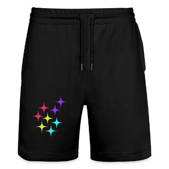 Bunte Sterne sparkle Muster - Stanley/Stella Unisex Bio Joggingshorts Trainer  - Schwarz - Vorne - Nik (191cm) & Marisol (170cm)