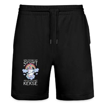 Lustige Sprüche Fun Outfits Ironie Sarkasmus - Stanley/Stella Unisex Bio Joggingshorts Trainer  - Schwarz - Vorne - Nik (191cm) & Marisol (170cm)