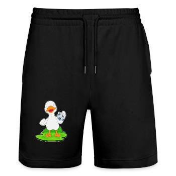 Duck Handball Player Handball - Stanley/Stella Trainer Unisex Organic Jogging Shorts - black - Front - Nik (191cm) & Marisol (170cm)