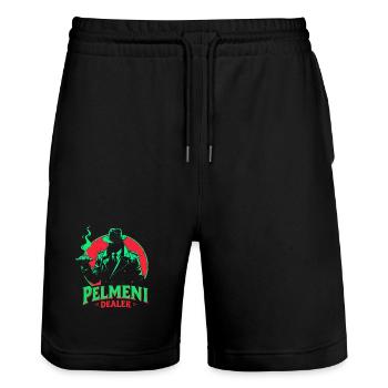 Pelmeni Pelmenis - Short de jogging bio TRAINER Stanley/Stella unisexe - noir - Devant - Nik (191cm) & Marisol (170cm)