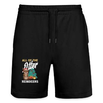 Seeotter-pun-weihnachts-rentiere - Stanley/Stella Unisex Bio Joggingshorts Trainer  - Schwarz - Vorne - Nik (191cm) & Marisol (170cm)