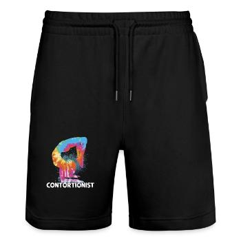 Quote for a contortionist - Stanley/Stella Trainer Unisex Organic Jogging Shorts - black - Front - Nik (191cm) & Marisol (170cm)