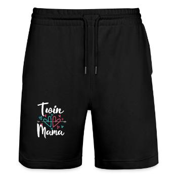 Twin Mom Pregnancy Mom of Twins - Stanley/Stella Trainer Unisex Organic Jogging Shorts - black - Front - Nik (191cm) & Marisol (170cm)
