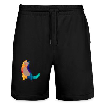 Seeotter Cartoon - Stanley/Stella Unisex Bio Joggingshorts Trainer  - Schwarz - Vorne - Nik (191cm) & Marisol (170cm)