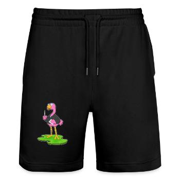 Flamingo Enseignant Pointage Bâton École - Short de jogging bio TRAINER Stanley/Stella unisexe - noir - Devant - Nik (191cm) & Marisol (170cm)