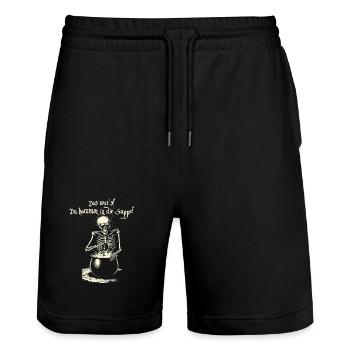 Das war's! Du kommst in die Suppe - Skelett - Stanley/Stella Unisex Bio Joggingshorts Trainer  - Schwarz - Vorne - Nik (191cm) & Marisol (170cm)
