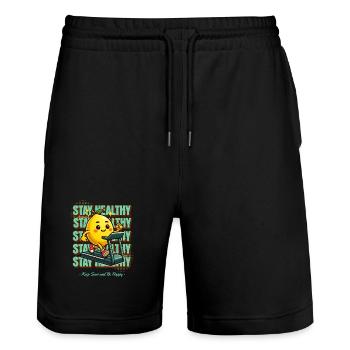 Limonade Limonade Zitronen Design Restez en bonne santé - Short de jogging bio TRAINER Stanley/Stella unisexe - noir - Devant - Nik (191cm) & Marisol (170cm)