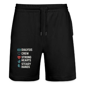 Dialyse Schwester Tech Nierenpflege Nephrologie - Stanley/Stella Unisex Bio Joggingshorts Trainer  - Schwarz - Vorne - Nik (191cm) & Marisol (170cm)