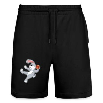 Rabbit Handball Player Handball - Stanley/Stella Trainer Unisex Organic Jogging Shorts - black - Front - Nik (191cm) & Marisol (170cm)