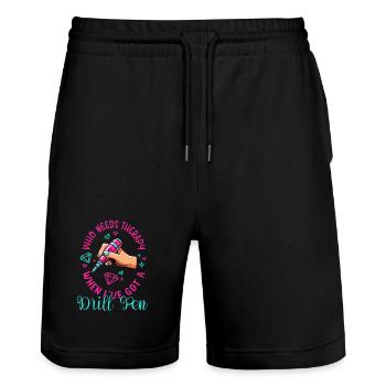 Diamond Painting Artist Who Needs Therapy Got - Stanley/Stella Unisex Bio Joggingshorts Trainer  - Schwarz - Vorne - Nik (191cm) & Marisol (170cm)