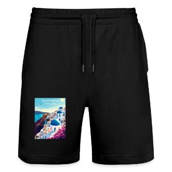 Santorini Träume - Stanley/Stella Unisex Bio Joggingshorts Trainer  - Schwarz - Vorne - Nik (191cm) & Marisol (170cm)