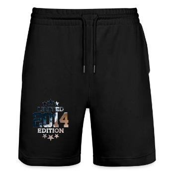 LIMITED EDITION 2014 12TH BIRTHDAY - Stanley/Stella Trainer Unisex Organic Jogging Shorts - black - Front - Nik (191cm) & Marisol (170cm)