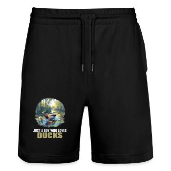 Ducks Duck - Stanley/Stella Trainer Unisex Organic Jogging Shorts - black - Front - Nik (191cm) & Marisol (170cm)