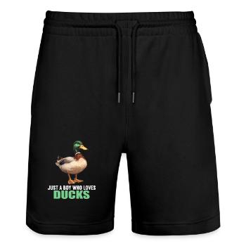 Ducks Duck - Stanley/Stella Trainer Unisex Organic Jogging Shorts - black - Front - Nik (191cm) & Marisol (170cm)