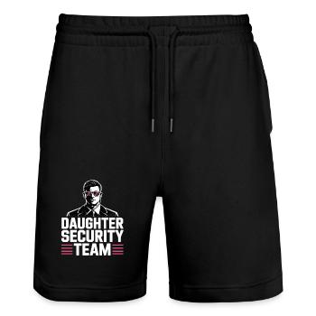 Daughter Security Team – Father Bodyguard - Stanley/Stella Trainer Unisex Organic Jogging Shorts - black - Front - Nik (191cm) & Marisol (170cm)
