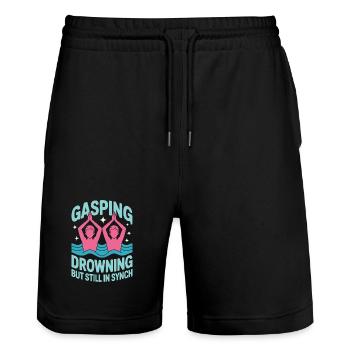 Synchronschwimmen Kunstschwimmen Wassersport - Stanley/Stella Unisex Bio Joggingshorts Trainer  - Schwarz - Vorne - Nik (191cm) & Marisol (170cm)