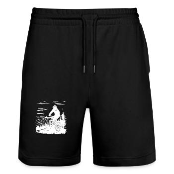 Mountain biking - Stanley/Stella Trainer Unisex Organic Jogging Shorts - black - Front - Nik (191cm) & Marisol (170cm)