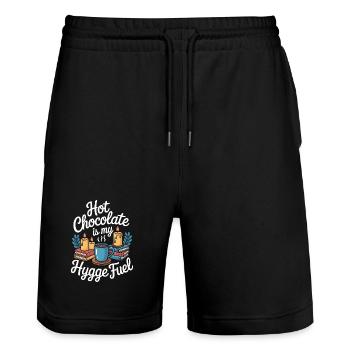 Hygge Fuel Heiße Schokolade - Stanley/Stella Unisex Bio Joggingshorts Trainer  - Schwarz - Vorne - Nik (191cm) & Marisol (170cm)