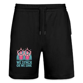 Synchronschwimmen Kunstschwimmen Wassersport - Stanley/Stella Unisex Bio Joggingshorts Trainer  - Schwarz - Vorne - Nik (191cm) & Marisol (170cm)