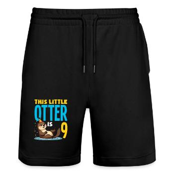 This Otter is 9 - Cute Birthday Motif - Stanley/Stella Trainer Unisex Organic Jogging Shorts - black - Front - Nik (191cm) & Marisol (170cm)