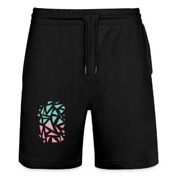 Motif triangulaire - Turquoise Pink - Short de jogging bio TRAINER Stanley/Stella unisexe - noir - Devant - Nik (191cm) & Marisol (170cm)