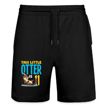 This Otter Is 11 - Cute Birthday Motif - Stanley/Stella Trainer Unisex Organic Jogging Shorts - black - Front - Nik (191cm) & Marisol (170cm)