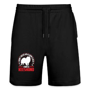 Wolfspitz est un Wolfspitz allemand d’alarme - Short de jogging bio TRAINER Stanley/Stella unisexe - noir - Devant - Nik (191cm) & Marisol (170cm)