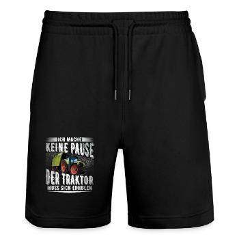 Landwirt - Stanley/Stella Unisex Bio Joggingshorts Trainer  - Schwarz - Vorne - Nik (191cm) & Marisol (170cm)