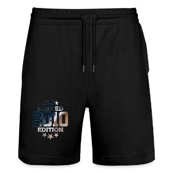 LIMITED EDITION 2010 16. GEBURTSTAG - Stanley/Stella Unisex Bio Joggingshorts Trainer  - Schwarz - Vorne - Nik (191cm) & Marisol (170cm)