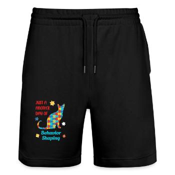 Be Kind – Autism Awareness - Stanley/Stella Trainer Unisex Organic Jogging Shorts - black - Front - Nik (191cm) & Marisol (170cm)