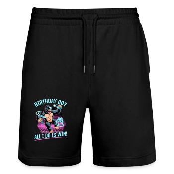 Birthday Gamer VR - Stanley/Stella Trainer Unisex Organic Jogging Shorts - black - Front - Nik (191cm) & Marisol (170cm)