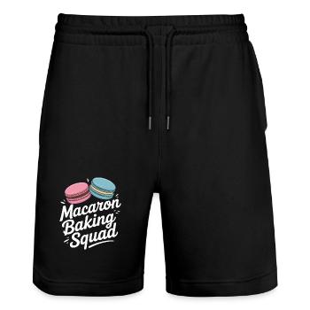 Macaron French Desserts - Stanley/Stella Trainer Unisex Organic Jogging Shorts - black - Front - Nik (191cm) & Marisol (170cm)