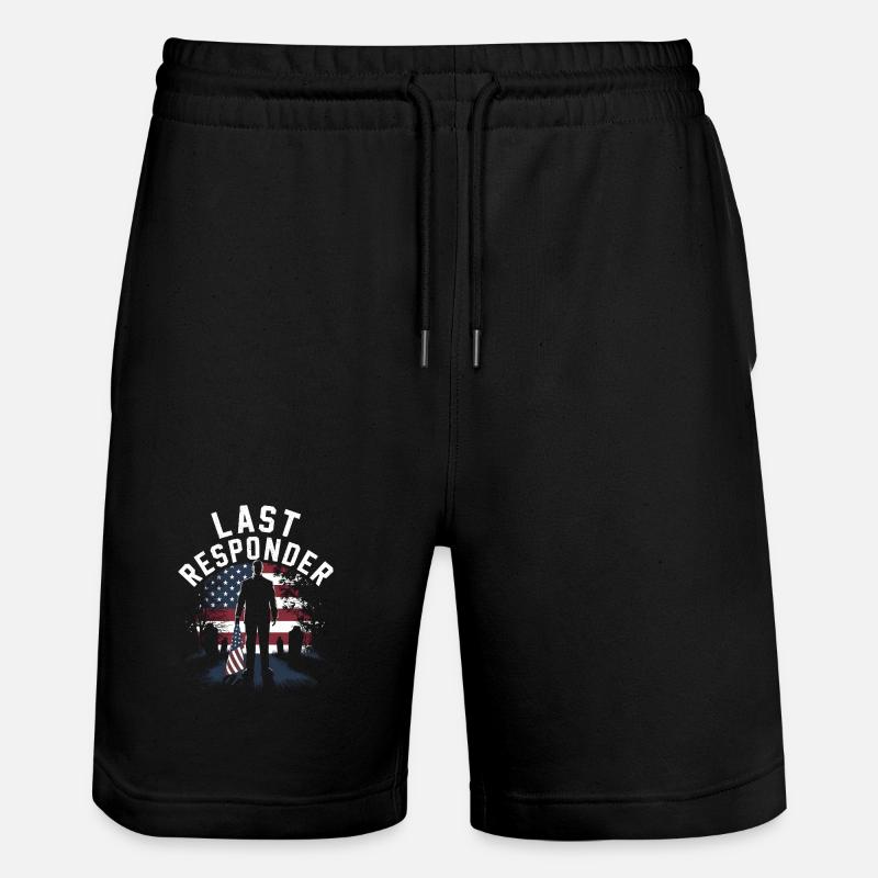Last Responder Flag Tribute - Stanley/Stella Unisex Bio Joggingshorts Trainer  - Schwarz